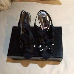 White House Black Market black satin-like pumps
